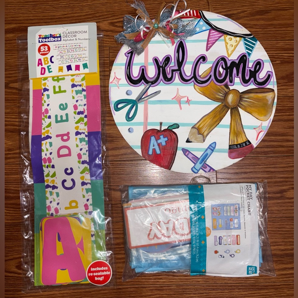 Classroom Decoration Set with hand-painted door sign